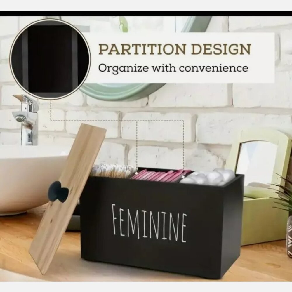 Womens feminine health storage box and organizer for bathroom